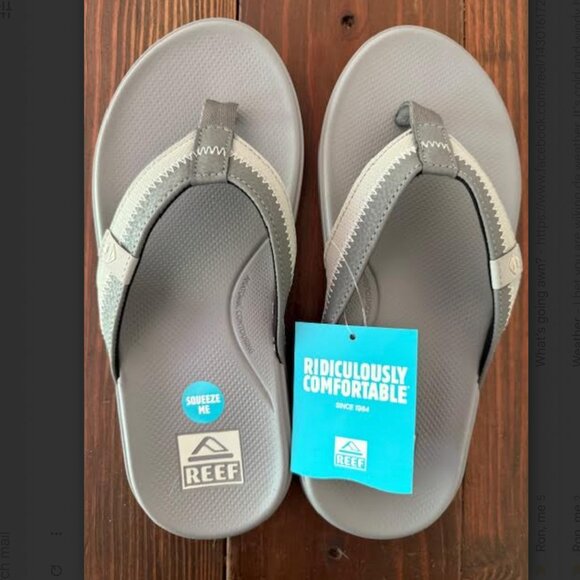 REEF New Men\'s Cushion Phantom 2.0 Light Grey Gray Flip Flop Sandals Beach Shoes